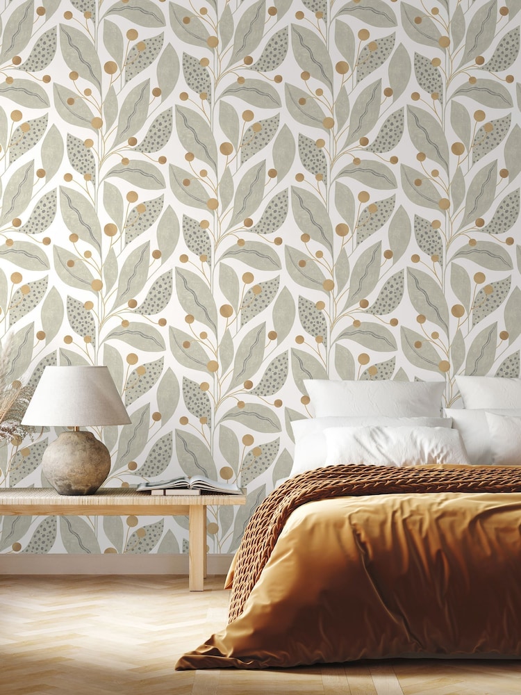 Ohpopsi Bone and Tan Berry Dot 10M Wallpaper - Image 2 of 3