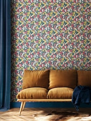 Ohpopsi Indigo and Coral Flora Ditsy 10M Wallpaper - Image 1 of 2