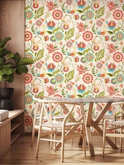 Ohpopsi Coral and Linen Ichika Trail 10M Wallpaper - Image 1 of 3