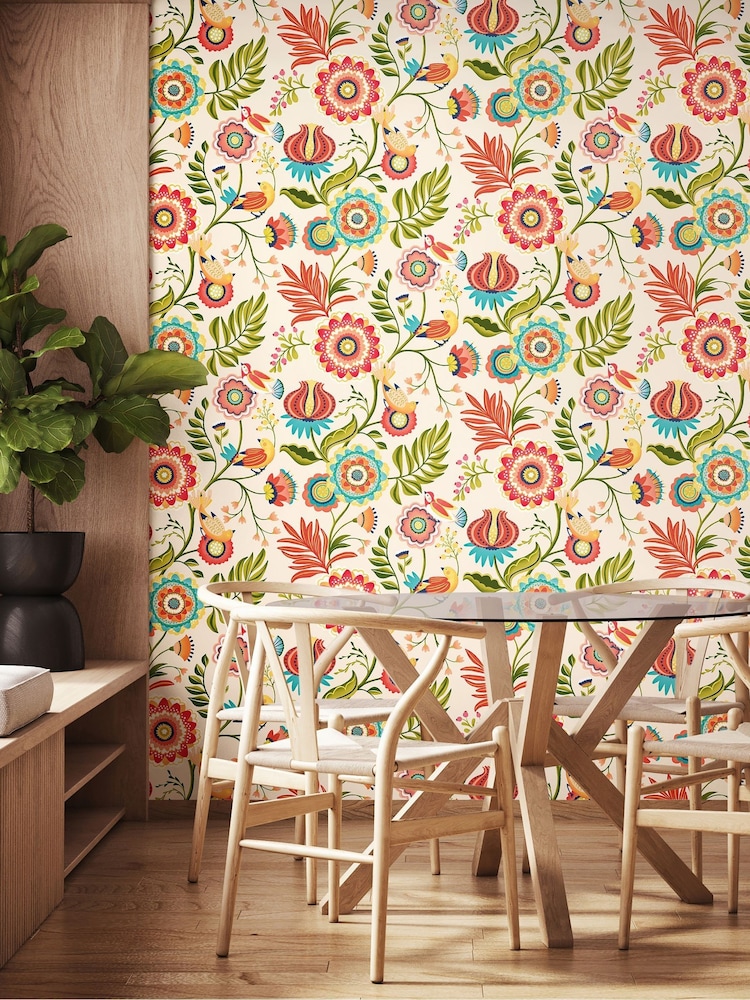 Ohpopsi Coral and Linen Ichika Trail 10M Wallpaper - Image 1 of 3