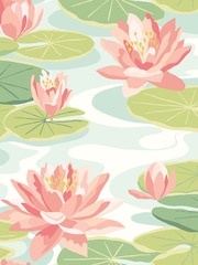 Ohpopsi Duck Egg and Coral Waterlily 10M Wallpaper - Image 1 of 2