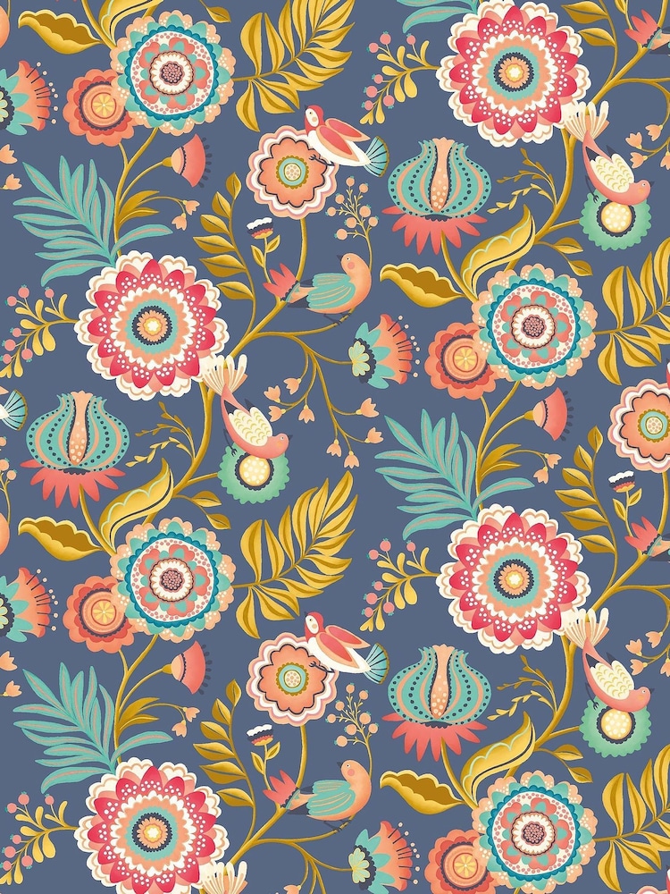 Ohpopsi Royal Blue and Gold Ichika Trail 10M Wallpaper - Image 2 of 2 Ohpopsi Royal Blue and Gold Ichika Trail 10M Wallpaper - Image 2 of 2