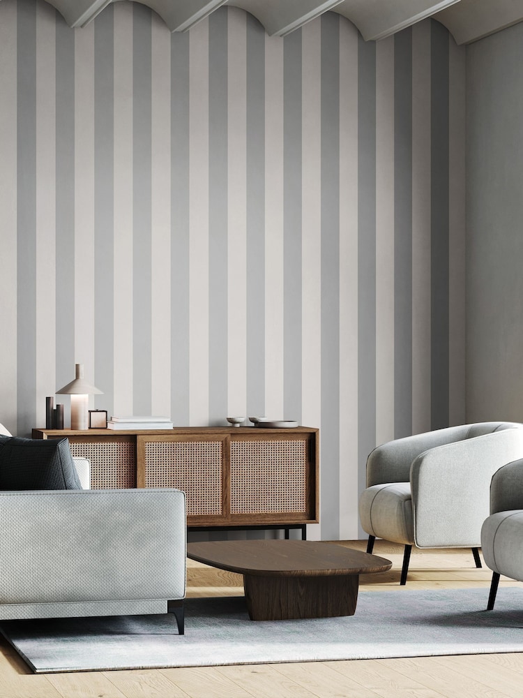 Ohpopsi Dove Bloc Stripe 10M Wallpaper - Image 1 of 2