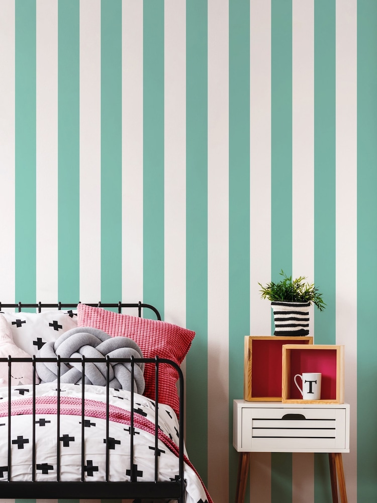 Ohpopsi Jade Bloc Stripe 10M Wallpaper - Image 1 of 3