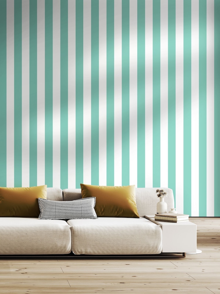 Ohpopsi Jade Bloc Stripe 10M Wallpaper - Image 2 of 3