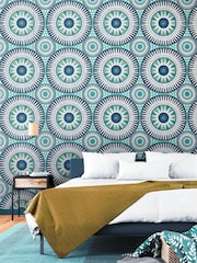 Ohpopsi Denim and Flax Large Ellipse 10M Wallpaper - Image 1 of 2