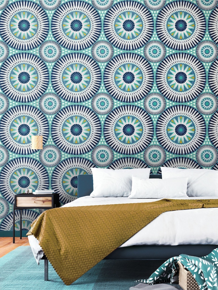 Ohpopsi Denim and Flax Large Ellipse 10M Wallpaper - Image 1 of 2