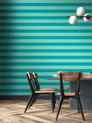 Ohpopsi Rich Teal Bloc Stripe 10M Wallpaper - Image 1 of 2