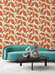 Ohpopsi Rust and Teal Berry Dot 10M Wallpaper - Image 1 of 3
