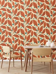 Ohpopsi Rust and Teal Berry Dot 10M Wallpaper - Image 2 of 3