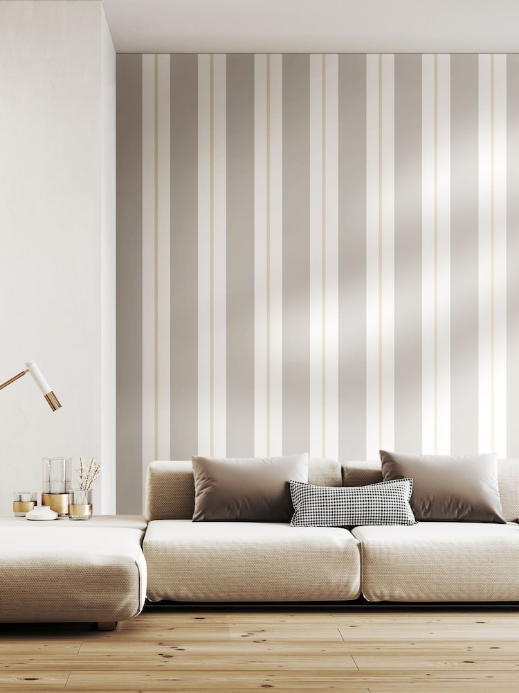 Ohpopsi Stone Wide Multi Stripe 10M Wallpaper - Image 1 of 3