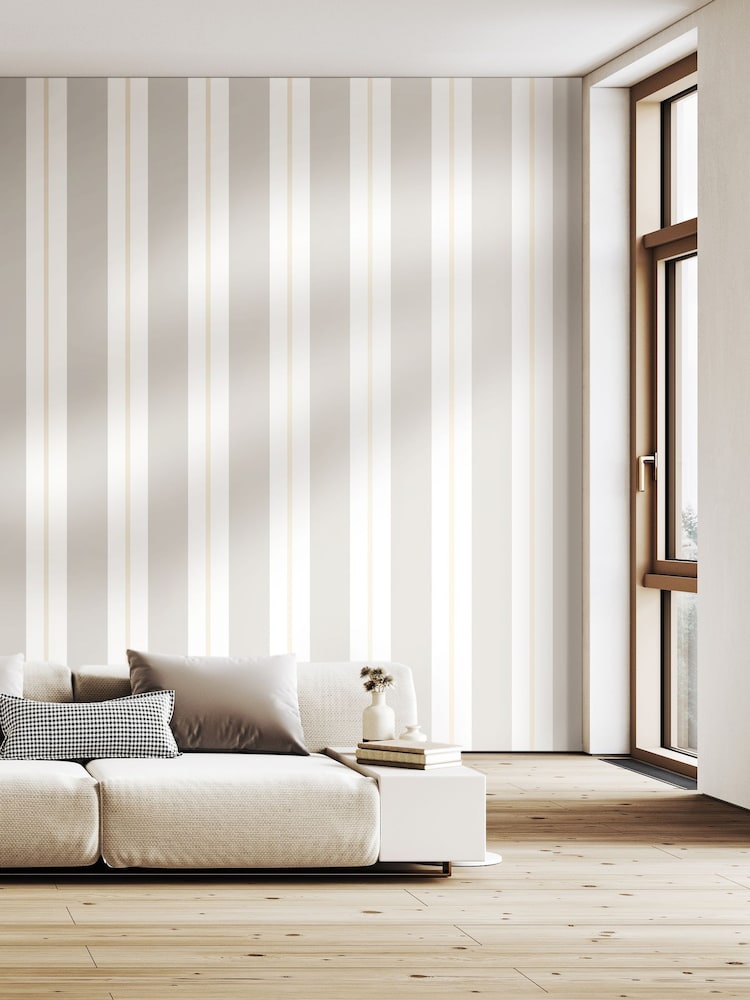Ohpopsi Stone Wide Multi Stripe 10M Wallpaper - Image 2 of 3