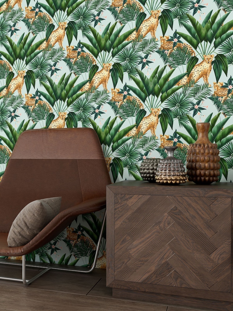 Ohpopsi Duck Egg Jungle Cheetah 10M Wallpaper - Image 1 of 3