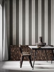 Ohpopsi Charcoal Wide Multi Stripe 10M Wallpaper - Image 1 of 3