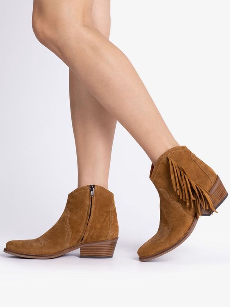 Penelope Chilvers Natural Betty Suede Fringe Boots - Image 1 of 5