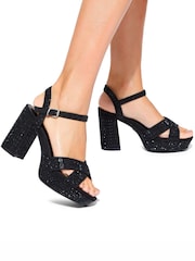 KG Kurt Geiger Fleur Platform Black Sandals - Image 1 of 5