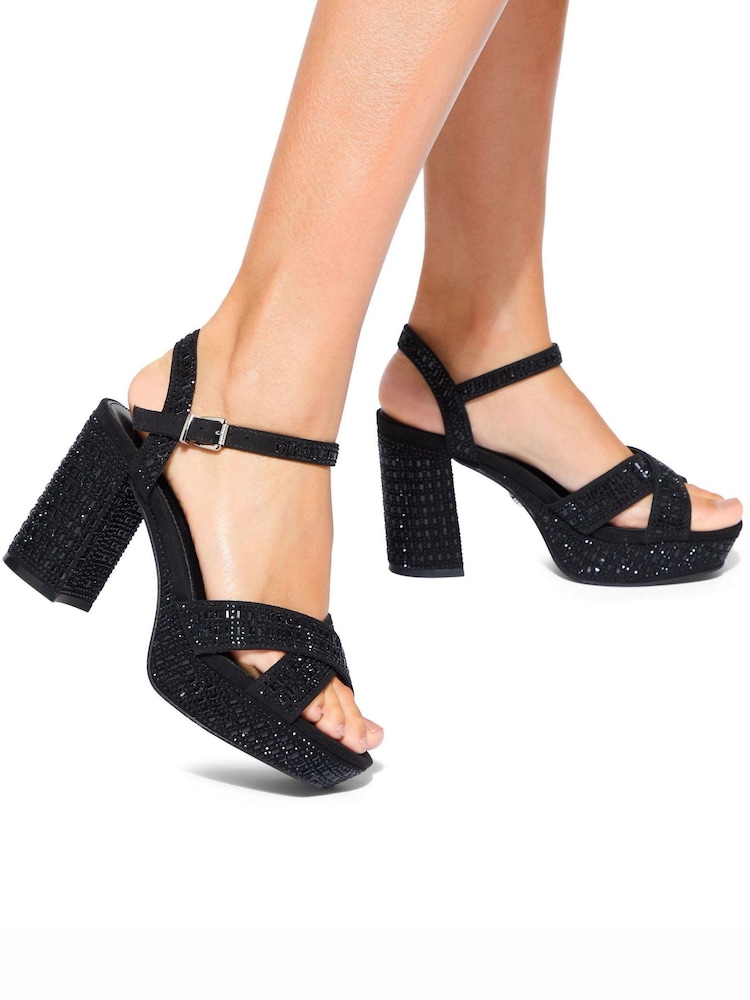 KG Kurt Geiger Fleur Platform Black Sandals - Image 1 of 5