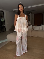 Never Fully Dressed Ecru Sun Embroidery 100% Cotton Pyjamas Set - Image 4 of 5