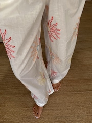 Never Fully Dressed Ecru Sun Embroidery 100% Cotton Pyjamas Set - Image 5 of 5