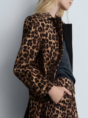 Mango Brown Leopard Straight Coat - Image 4 of 7