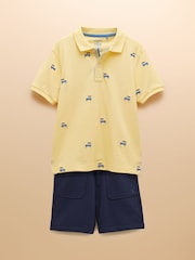 Joules Woody Yellow Polo Shirt and Shorts Set - Image 1 of 7