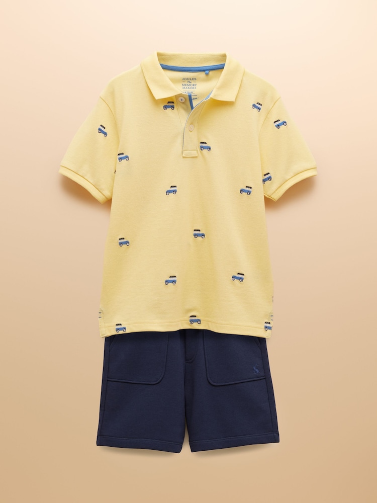 Joules Woody Yellow Polo Shirt and Shorts Set - Image 1 of 7
