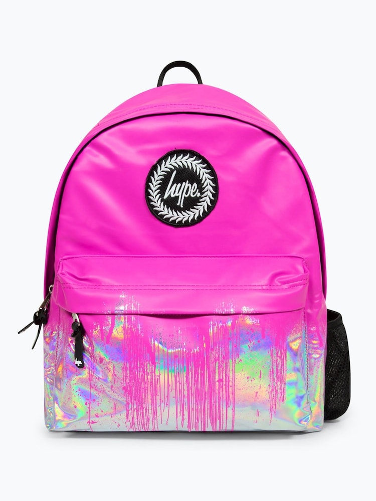 Hype. Girls Iconic Silver Holo Drips Pink Backpack - Image 1 of 1