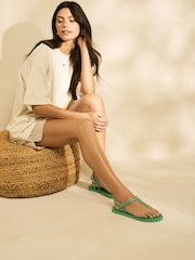 Green Beach Plaited Toe Thong Sandals - Image 3 of 7