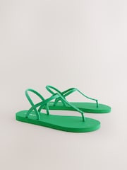 Green Beach Plaited Toe Thong Sandals - Image 4 of 7