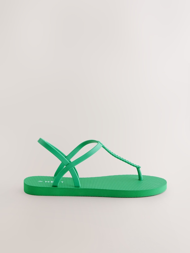 Green Beach Plaited Toe Thong Sandals - Image 5 of 7