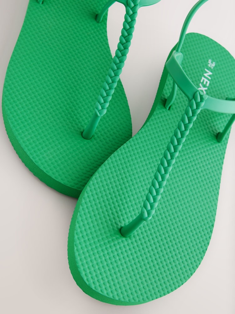 Green Beach Plaited Toe Thong Sandals - Image 7 of 7