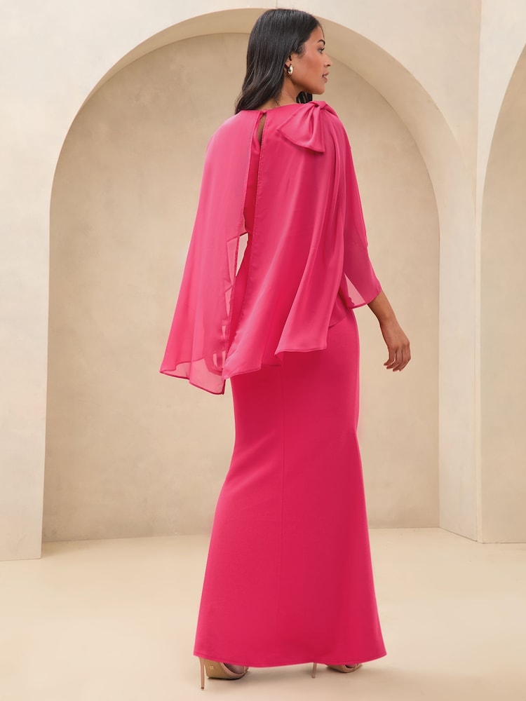 Lipsy Maxikleid mit Schleife an der Schulter und langen Ärmeln im Cape-Stil - Bild 5 von 5 Lipsy Maxikleid mit Schleife an der Schulter und langen Ärmeln im Cape-Stil - Bild 5 von 5