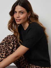 Threadbare Black Short Sleeve Knitted T-Shirt - Image 4 of 4