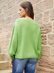 Threadbare Green Ribbed V-Neck Jumper - Image 2 of 5