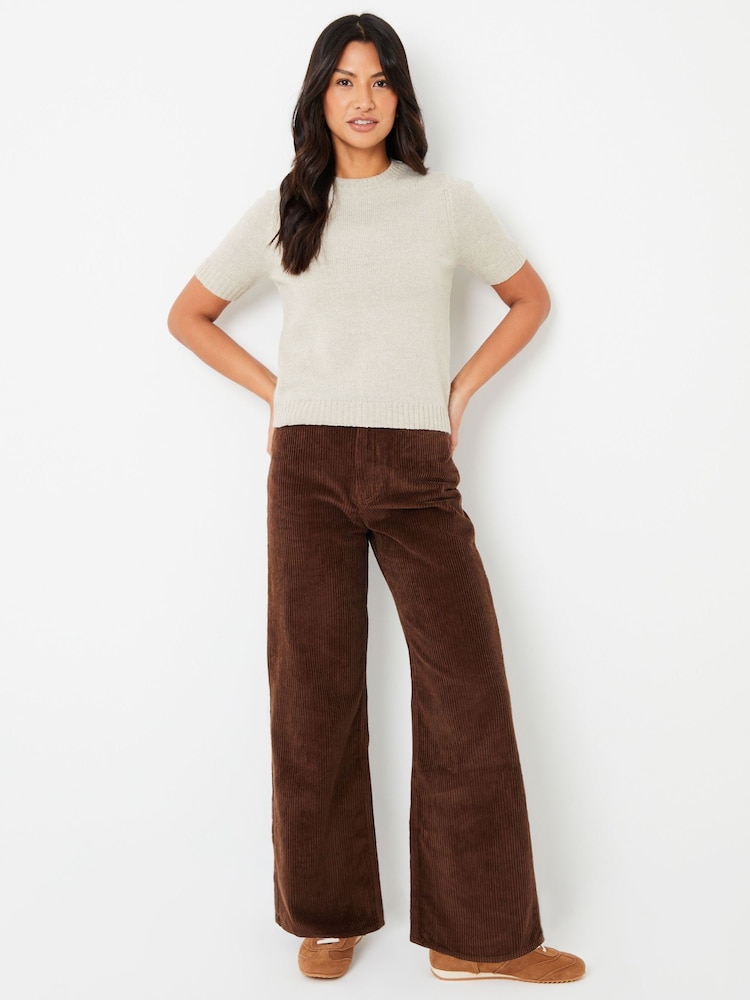 Threadbare Natural Short Sleeve Knitted T-Shirt - Image 2 of 5