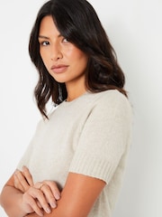 Threadbare Natural Short Sleeve Knitted T-Shirt - Image 4 of 5