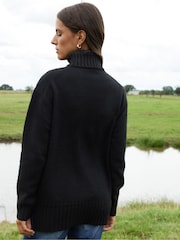 Threadbare Black Oversized Roll Neck Knitted Jumper - Image 3 of 6