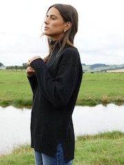 Threadbare Black Oversized Roll Neck Knitted Jumper - Image 4 of 6