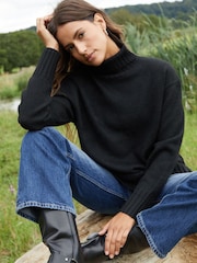 Threadbare Black Oversized Roll Neck Knitted Jumper - Image 5 of 6