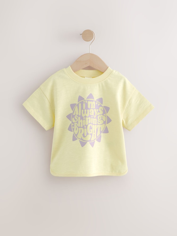 Gelbe Sonne - Kurzärmeliges T-Shirt aus 100% Baumwolle (3Monate–7Jahre) - Bild 1 von 4 Gelbe Sonne - Kurzärmeliges T-Shirt aus 100% Baumwolle (3Monate–7Jahre) - Bild 1 von 4