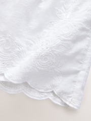 White Embroidered 100% Cotton Summer Shorts - Image 2 of 8