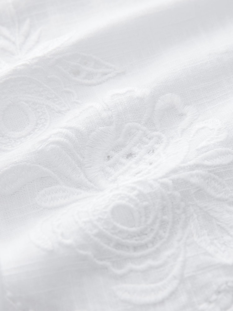 White Embroidered 100% Cotton Summer Waistcoat - Image 7 of 7