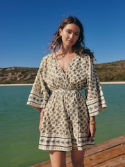 Cream/Black 100% Cotton Playsuit - Image 2 of 7