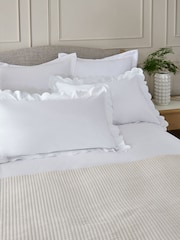 Set of 2 White 200 Thread Count Scallop Pillowcases - Image 1 of 3