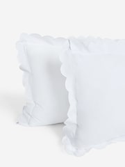 Set of 2 White 200 Thread Count Scallop Pillowcases - Image 3 of 3