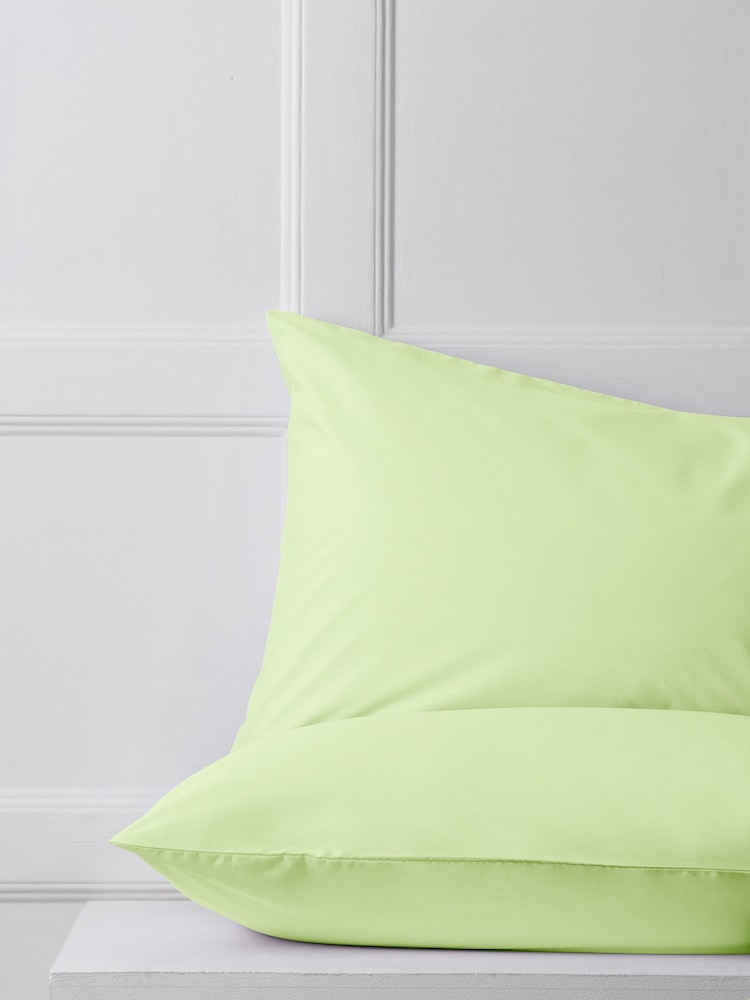 Set of 2 Lime Green Cotton Rich Pillowcases - Image 1 of 2 Set of 2 Lime Green Cotton Rich Pillowcases - Image 1 of 2