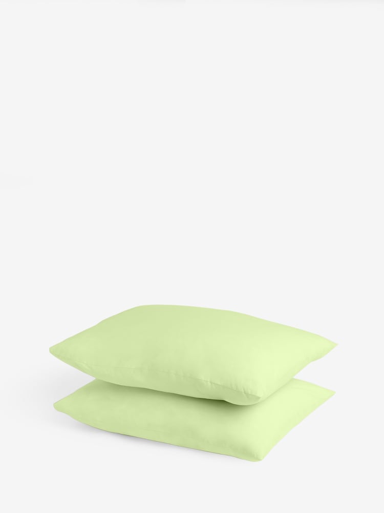 Set of 2 Lime Green Cotton Rich Pillowcases - Image 2 of 2 Set of 2 Lime Green Cotton Rich Pillowcases - Image 2 of 2