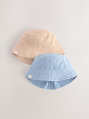 Blau/Braun - Fischerhüte für Babys aus 100 % Baumwolle, 2er-Pack (0M.–2J.) - Bild 1 von 5