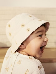 Blue/Neutral Bear Embroidered 100% Cotton Baby Bucket Hats 2 Pack (0mths-2yrs) - Image 2 of 8