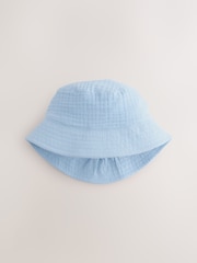 Blue/Neutral Bear Embroidered 100% Cotton Baby Bucket Hats 2 Pack (0mths-2yrs) - Image 6 of 8